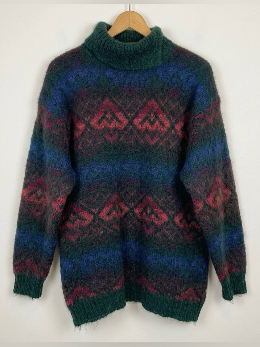 VTG Regatta Sport Mohai Aztec Southwestern Oversized Turtleneck Sweater Cozy S